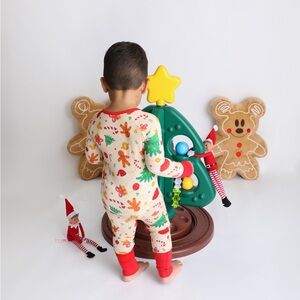 Christmas joy zip bamboo onesis
